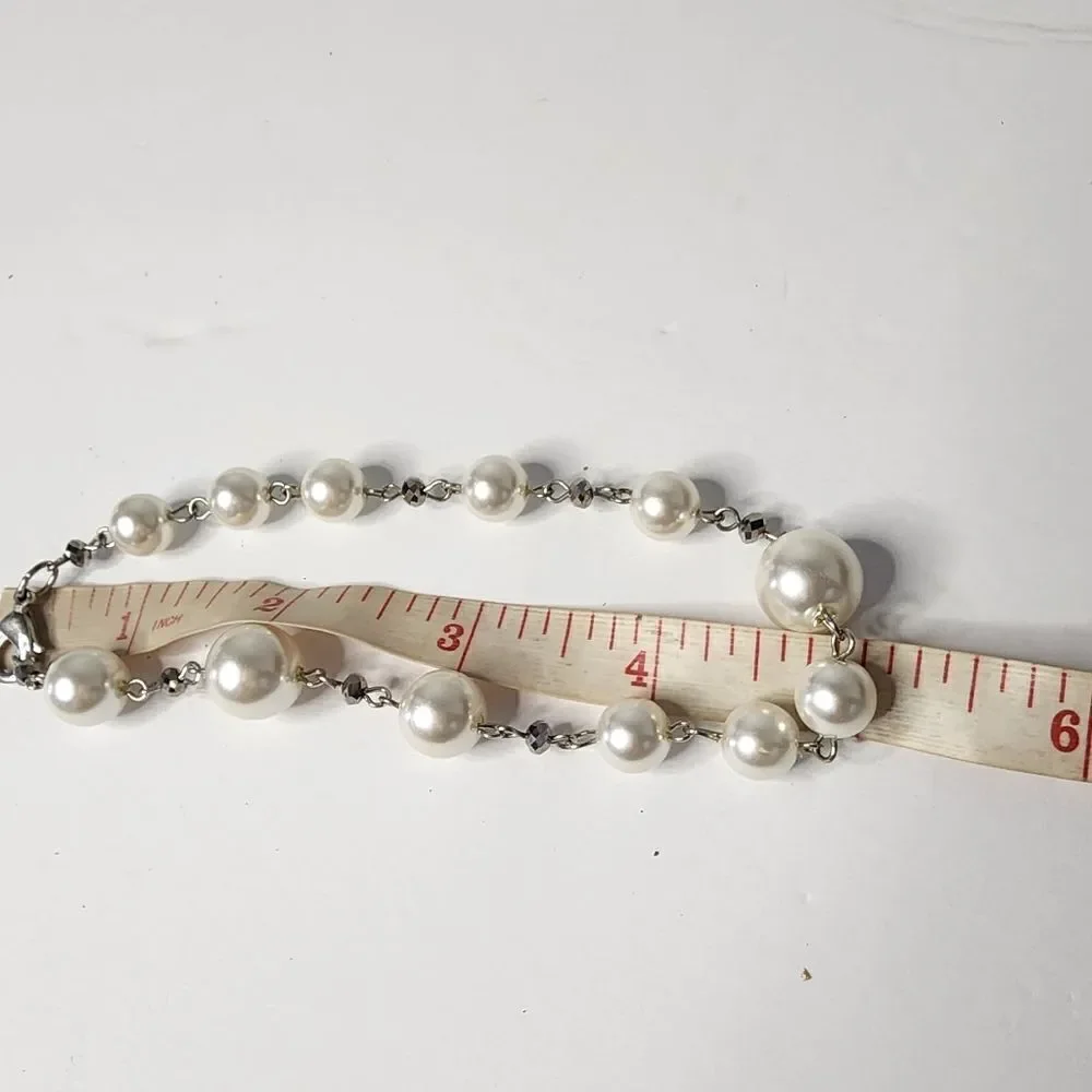 Bracelet Faux Pearl Rhinestones Accents See Photo For Measurement